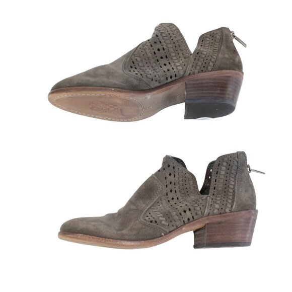 Vince Camuto Womens Sz 7M Prasata Boho Dark Gray Ankle Booties Perforated Suede - Picture 6 of 11